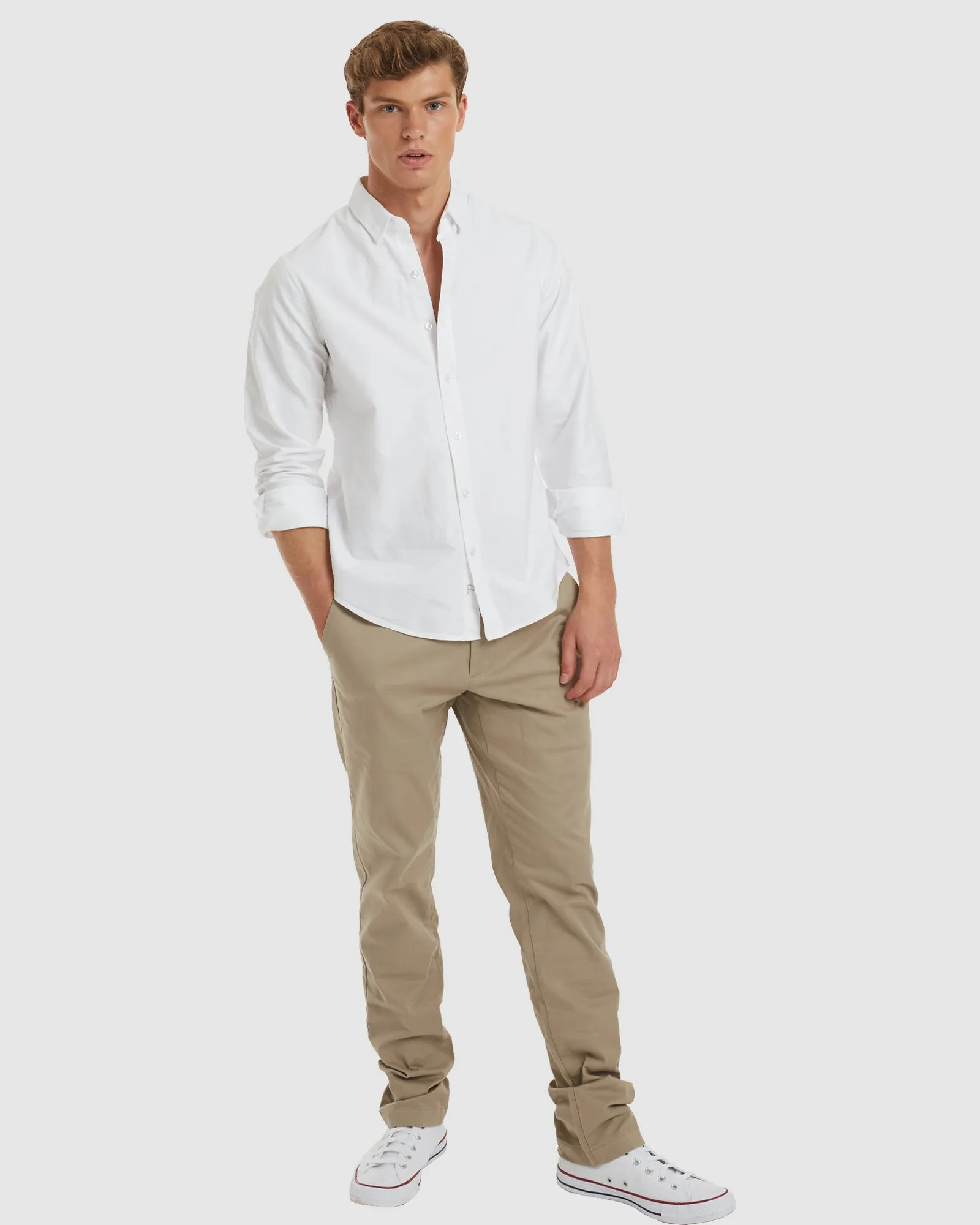 Oxford-Casual White Cotton Shirt