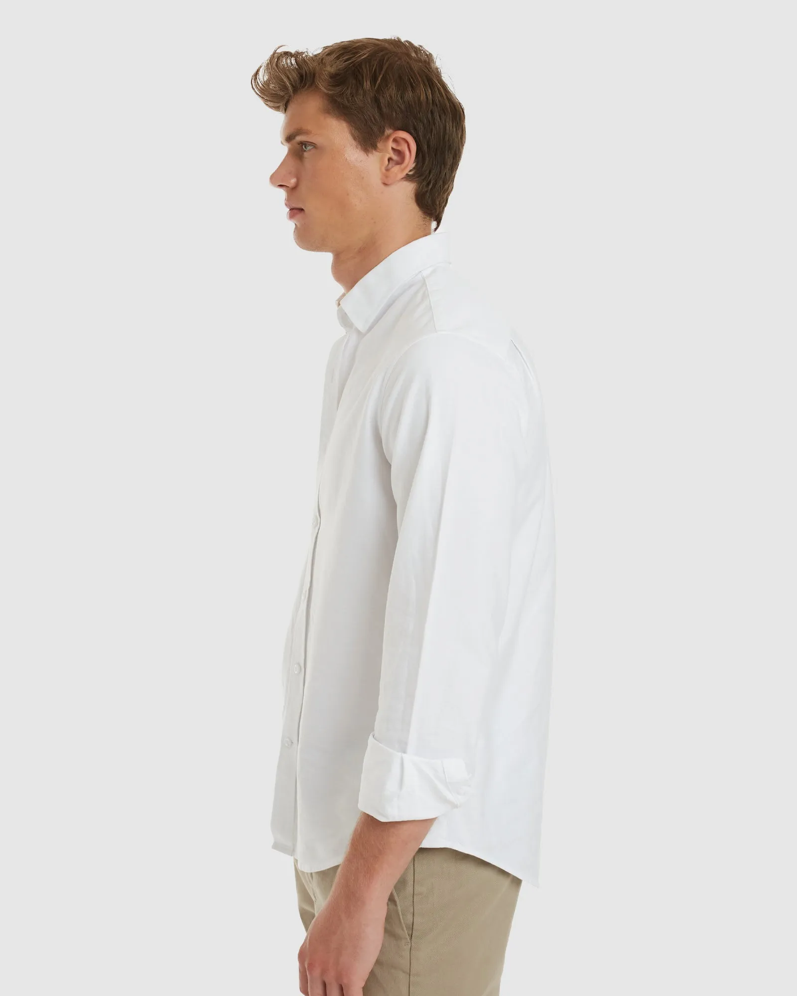 Oxford-Casual White Cotton Shirt