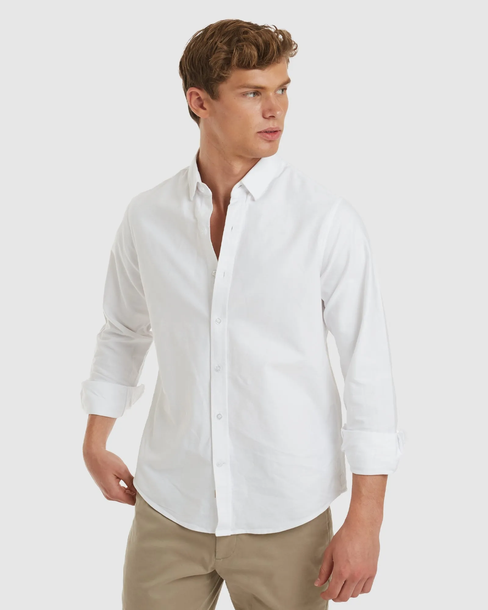 Oxford-Casual White Cotton Shirt