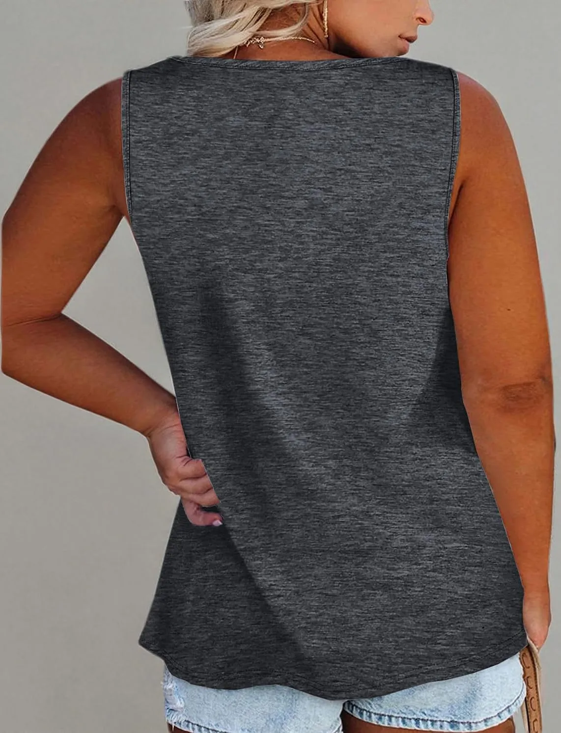 Plus Size Tank Tops for Women Summer Sleeveless Henley T-Shirts Tops Casual Print Tee Tunics Shirts