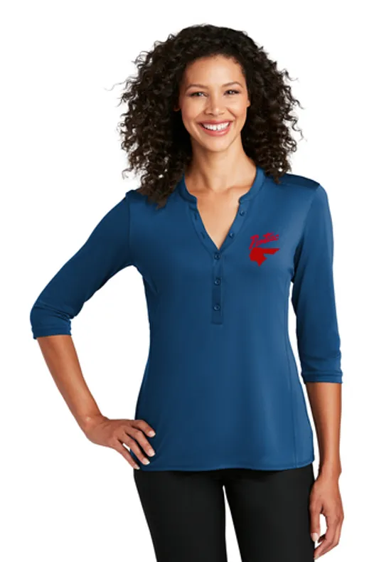 Pontiac Script with Indian 1940's Ladies Henley Shirt