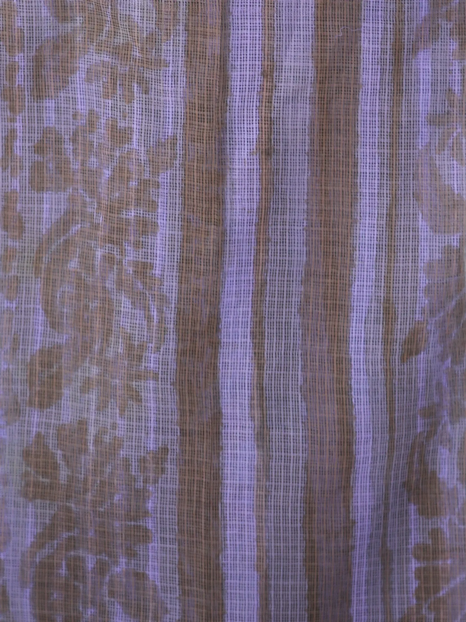 Purple Grey Kota Silk Hand Block Printed Dupatta - D04170451