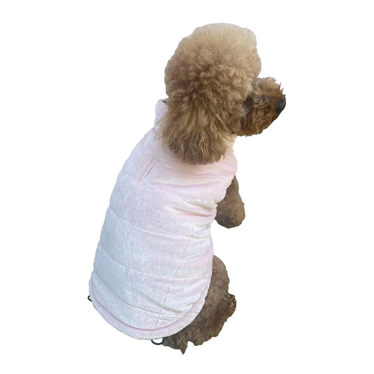 Reversible Puffer Dog Coat Pink Velvet/Pink Leopard