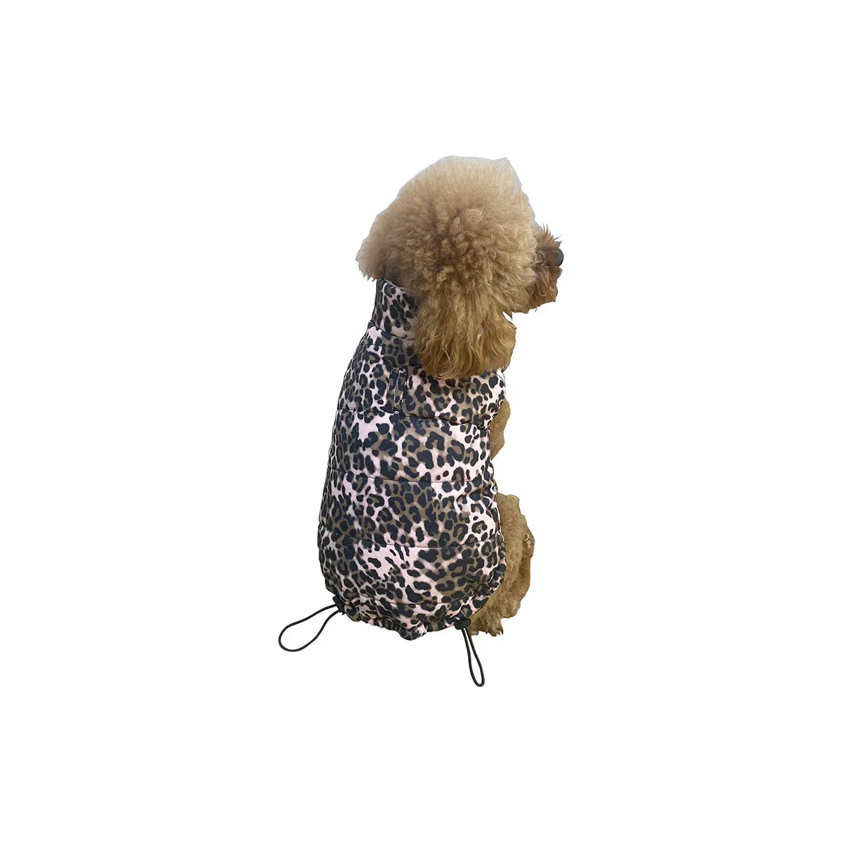 Reversible Puffer Dog Coat Pink Velvet/Pink Leopard