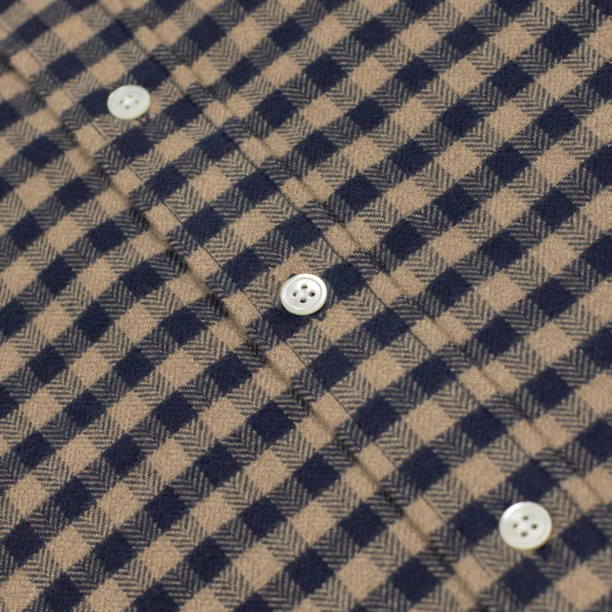 Roca shirt in dark blue and tan buffalo check cotton flannel
