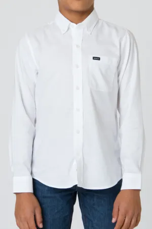 RVCA That'll Do Oxford Long Sleeve Boys Shirt - White