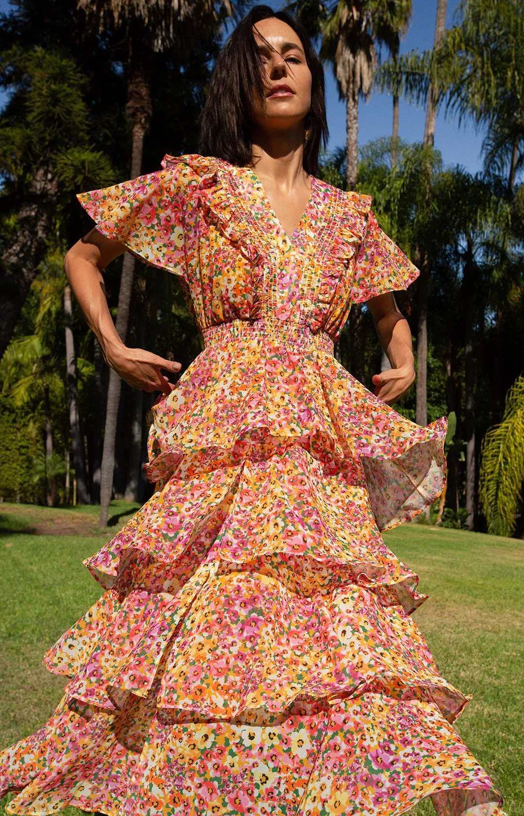 Sania Tiered Chiffon Dress