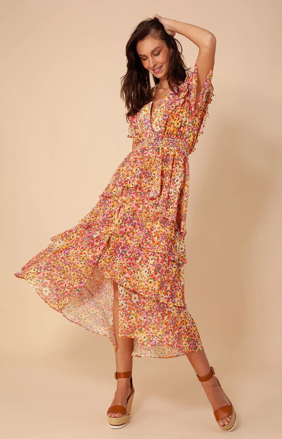 Sania Tiered Chiffon Dress