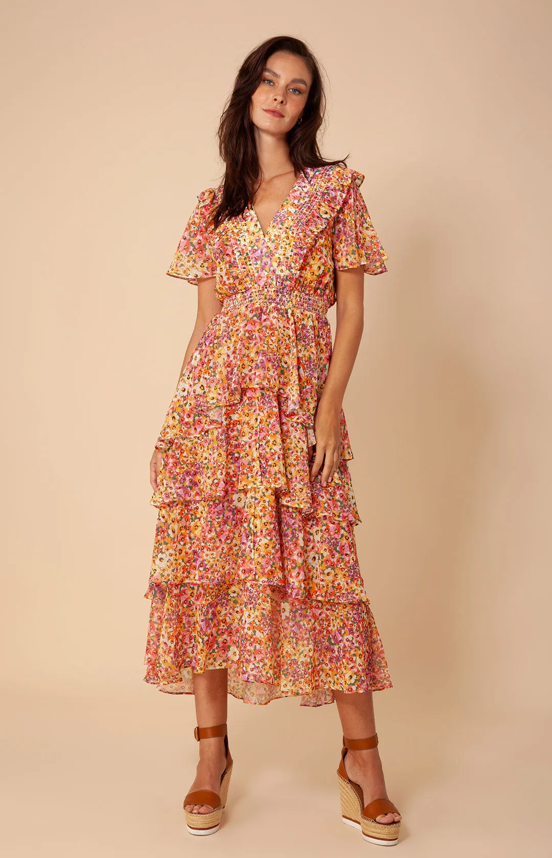 Sania Tiered Chiffon Dress