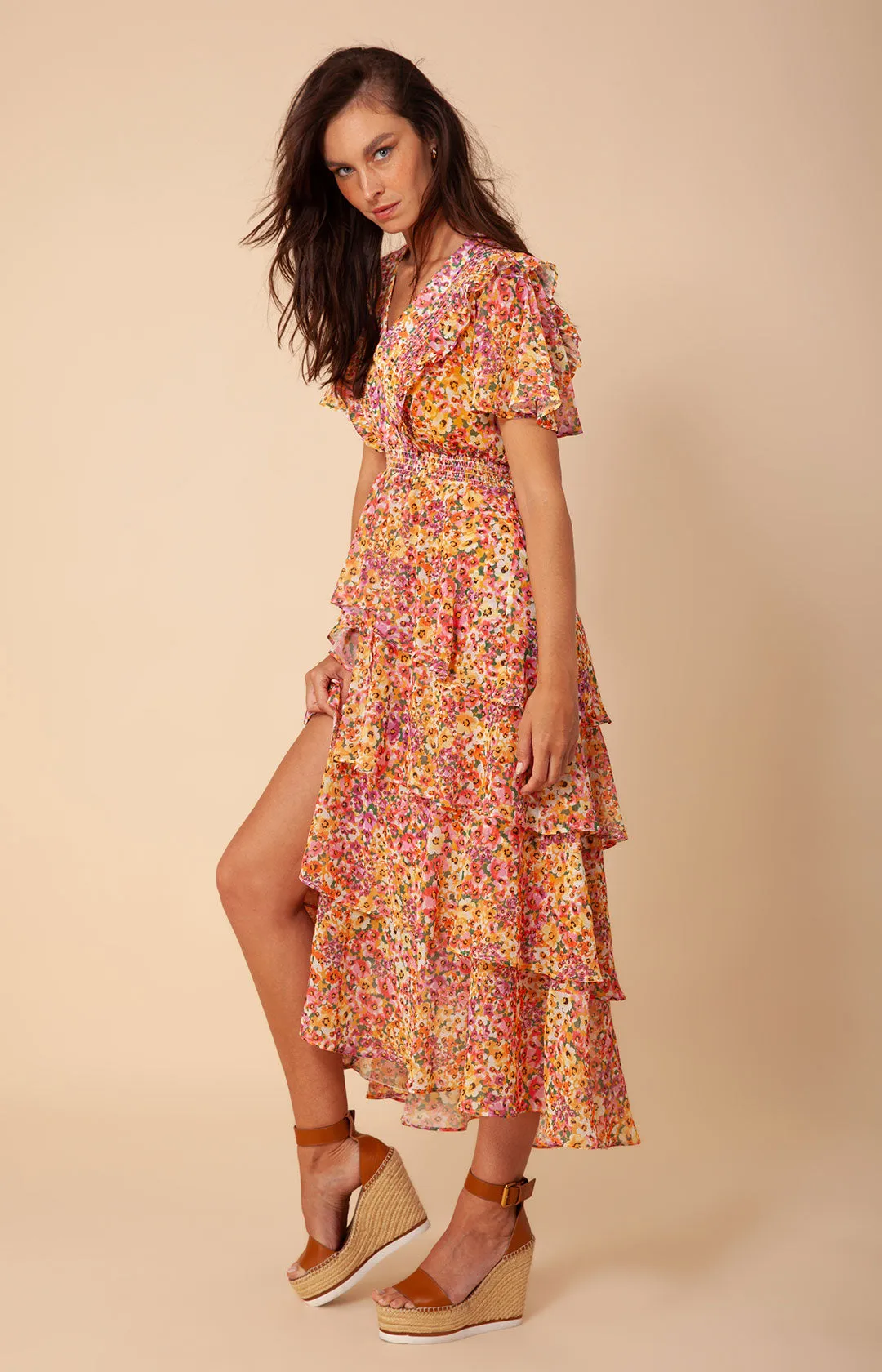 Sania Tiered Chiffon Dress