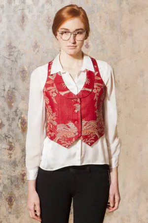 Scoop Neck Waistcoat in Imperial Red