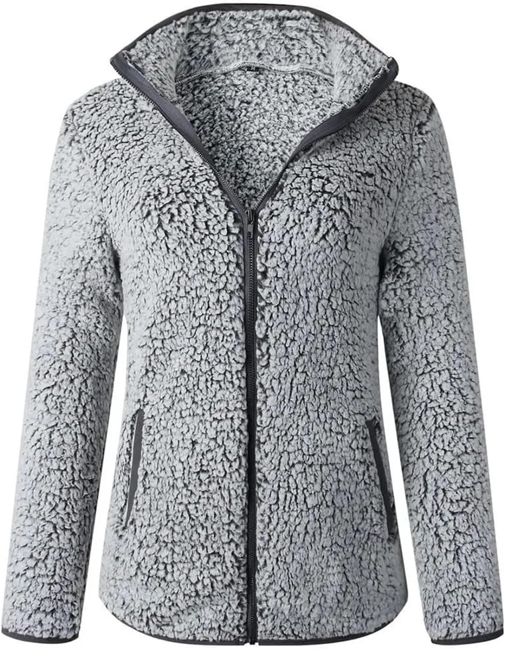 Sherpa Lined Jacket Women Long Sleeve Oversized Faux Fur Coats Casual Lapel Collar Winter Teddy Coats with Pockets
