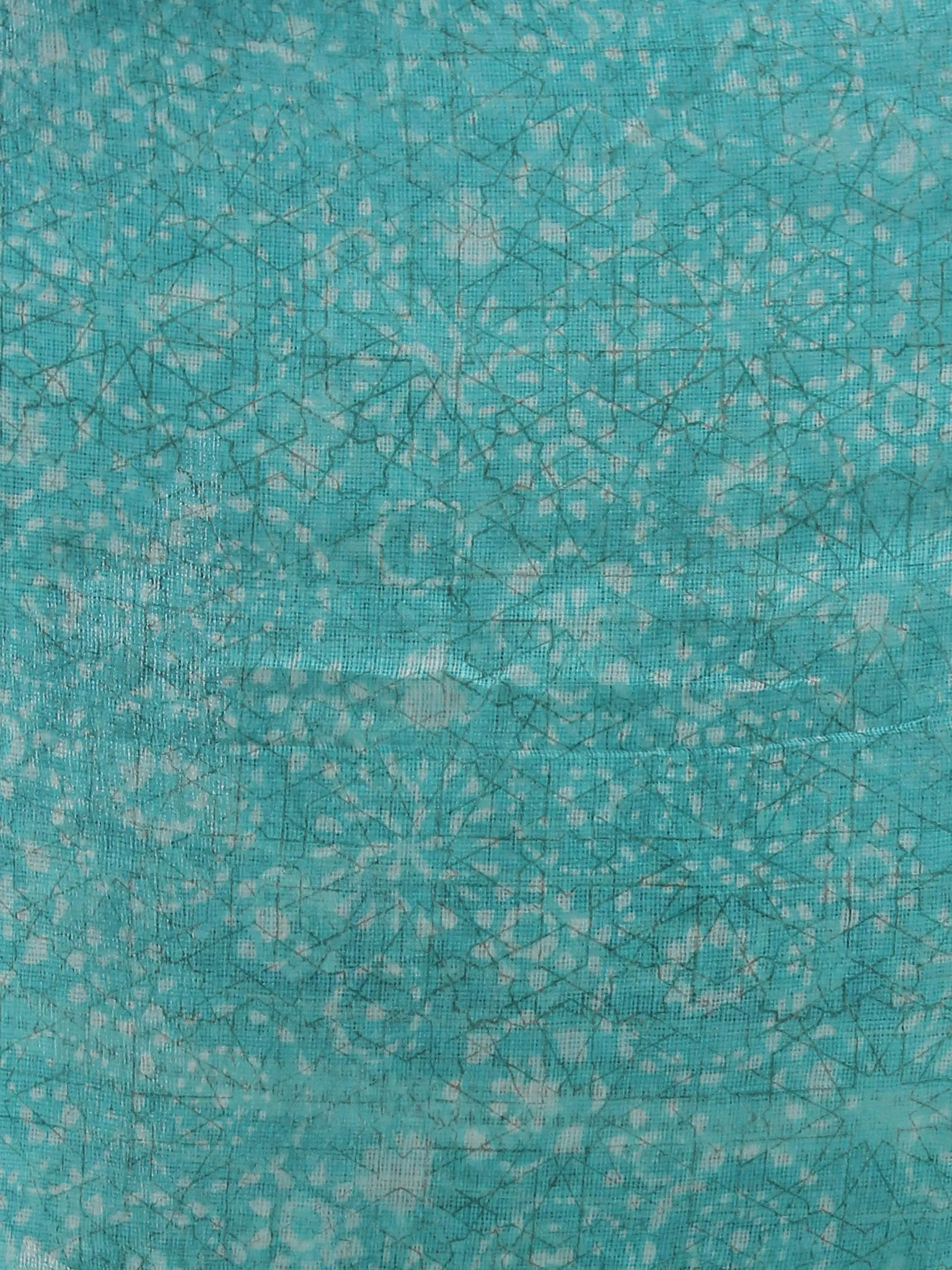 Sky Blue White Ivory Kota Silk Hand Block Printed Dupatta - D04170345