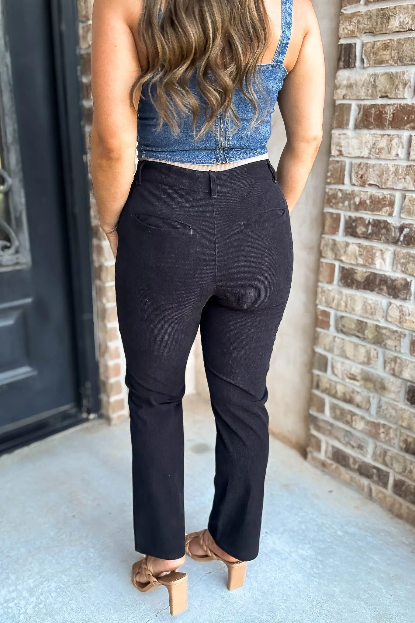 Straight Black Corduroy Pants