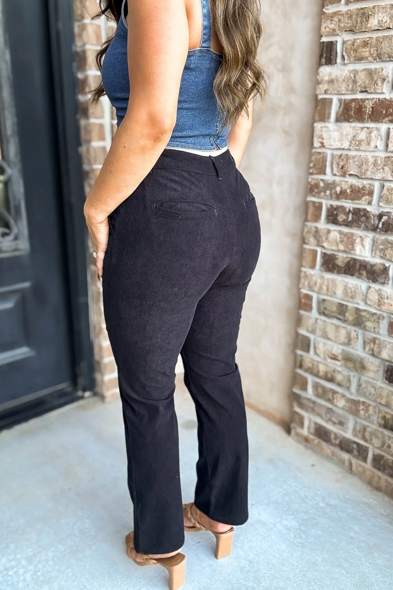 Straight Black Corduroy Pants