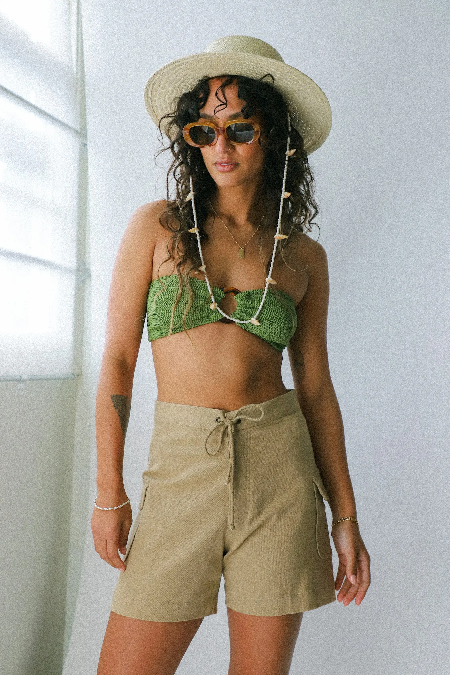 Tan Cotton Cargo Shorts
