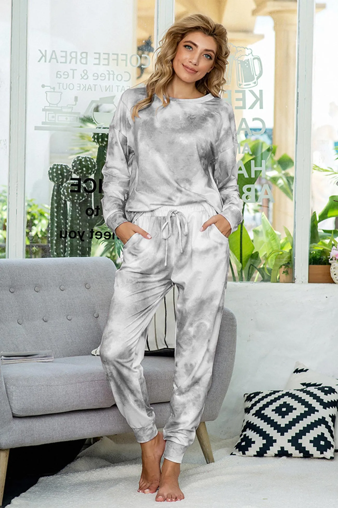 Tie-dye Long Sleeve Loungewear Set