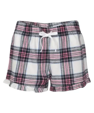 White/Pink Check - Women's tartan frill shorts