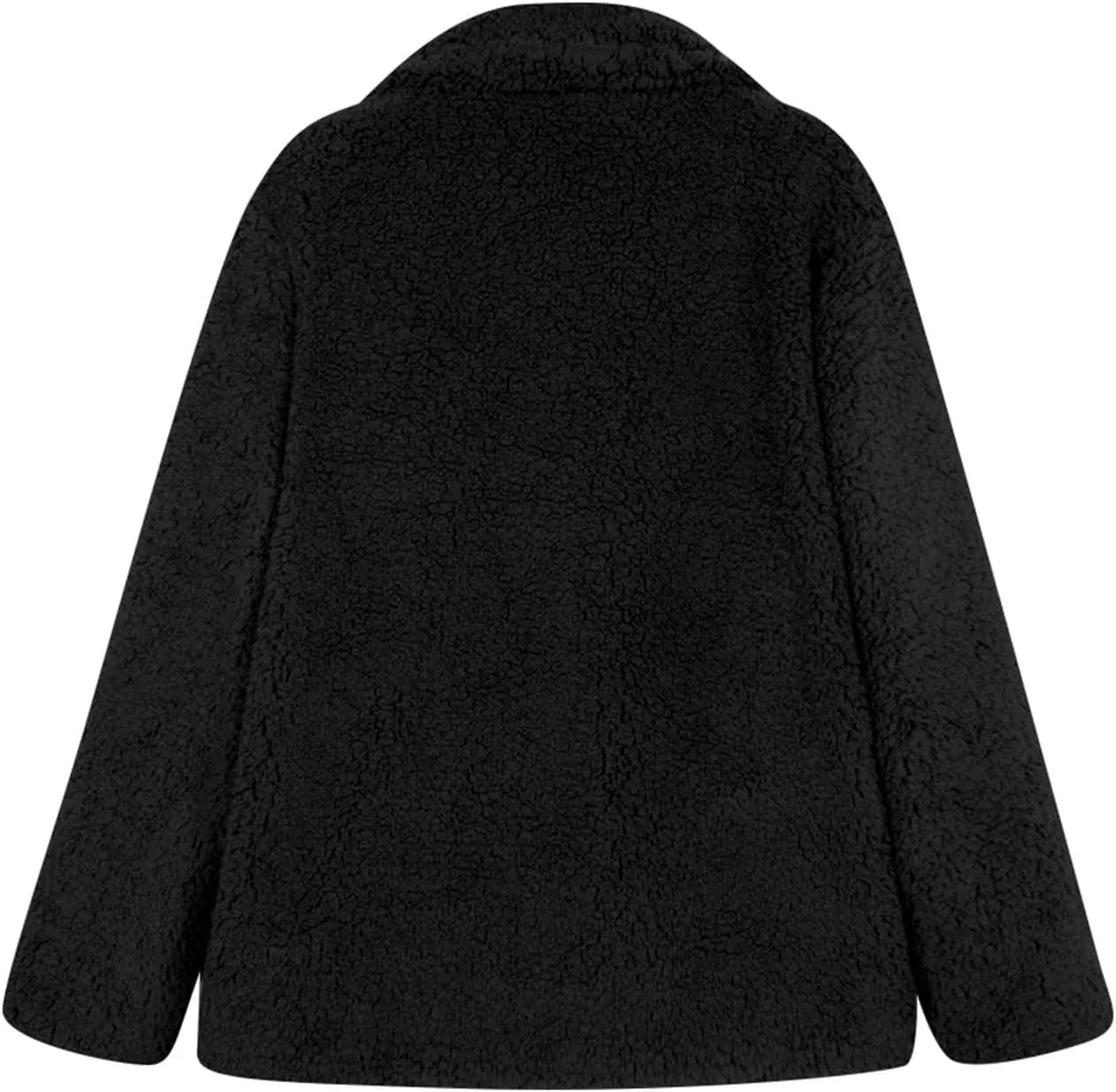 Womens Classic Trendy Solid Fleece Coat Double Breasted Long Sleeve Outwear Warm Loose Soft Overcoat Winter Clothes