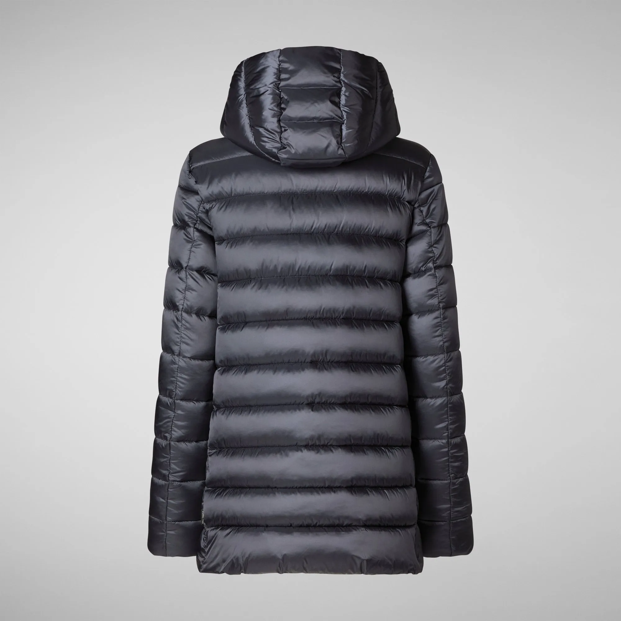 Women's Hooded Animal free Puffer Coat Drimia in Ebony Grey