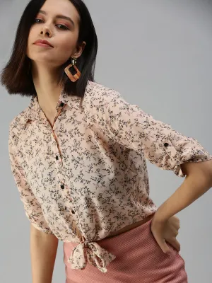 Women's Pink Printed Tops