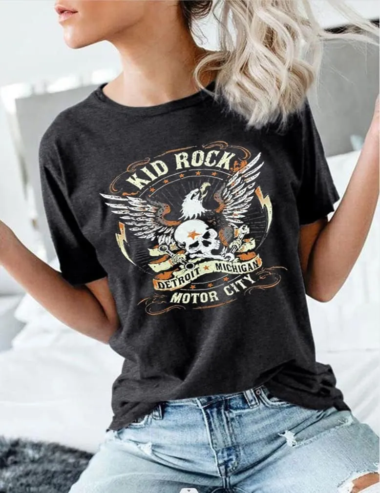 Womens T Shirts Nasaville Concert Country Music Shirt Rock Band Vintage Tee Summer Short Sleeve Graphic Tops