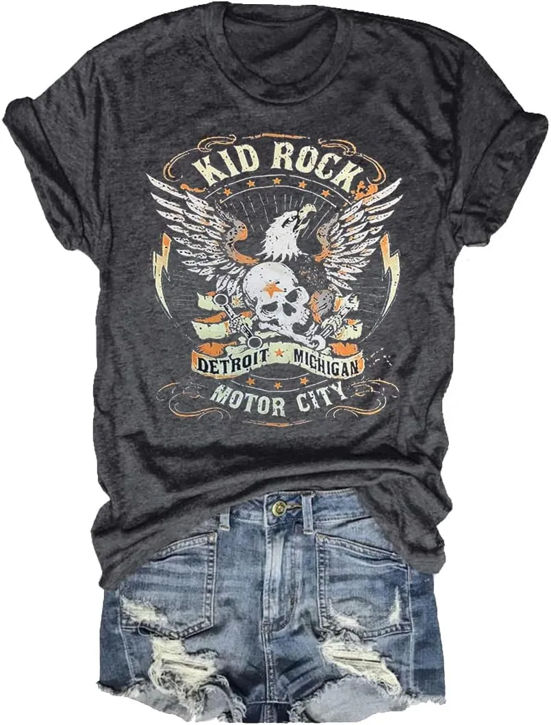 Womens T Shirts Nasaville Concert Country Music Shirt Rock Band Vintage Tee Summer Short Sleeve Graphic Tops