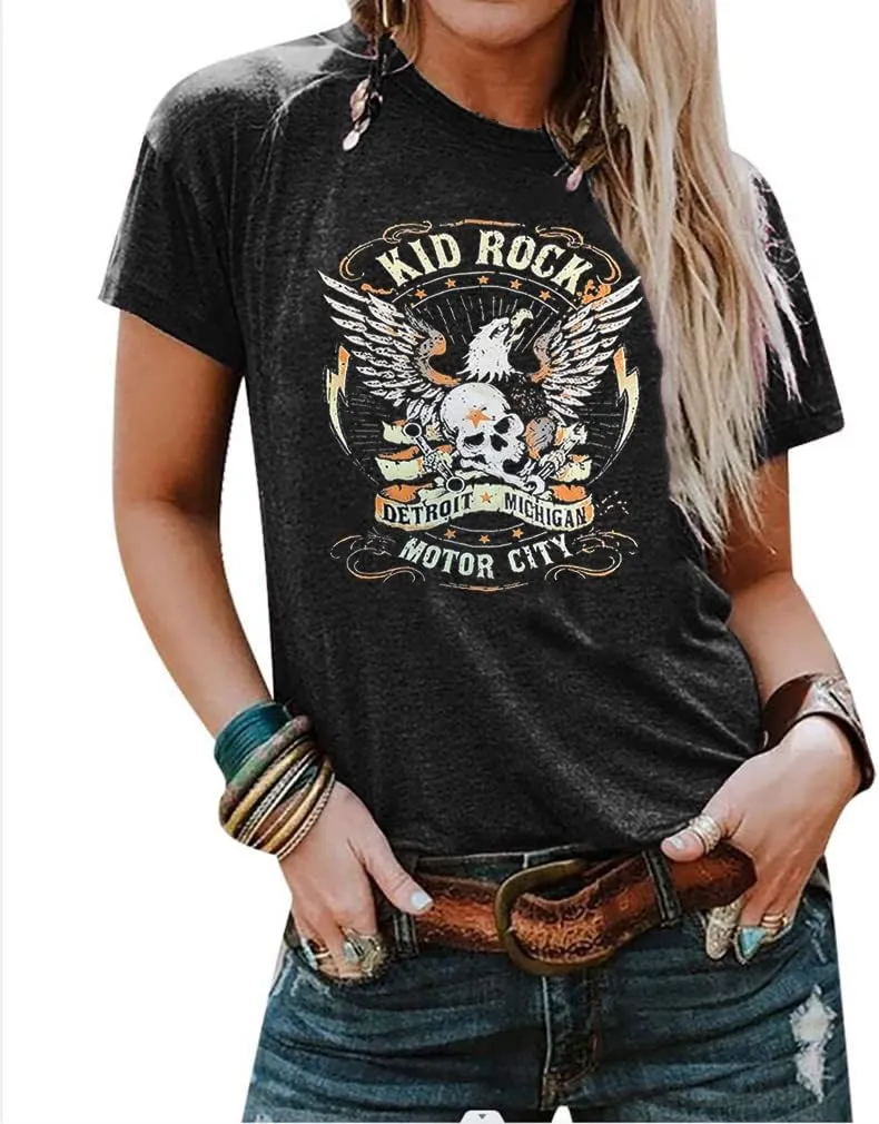 Womens T Shirts Nasaville Concert Country Music Shirt Rock Band Vintage Tee Summer Short Sleeve Graphic Tops