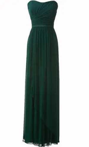 Wonderful Hunter Green Chiffon Ruffle Sweetheart Floor Length Empire Bridesmaid Dresses