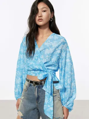Wrap Cotton Silk Blouse
