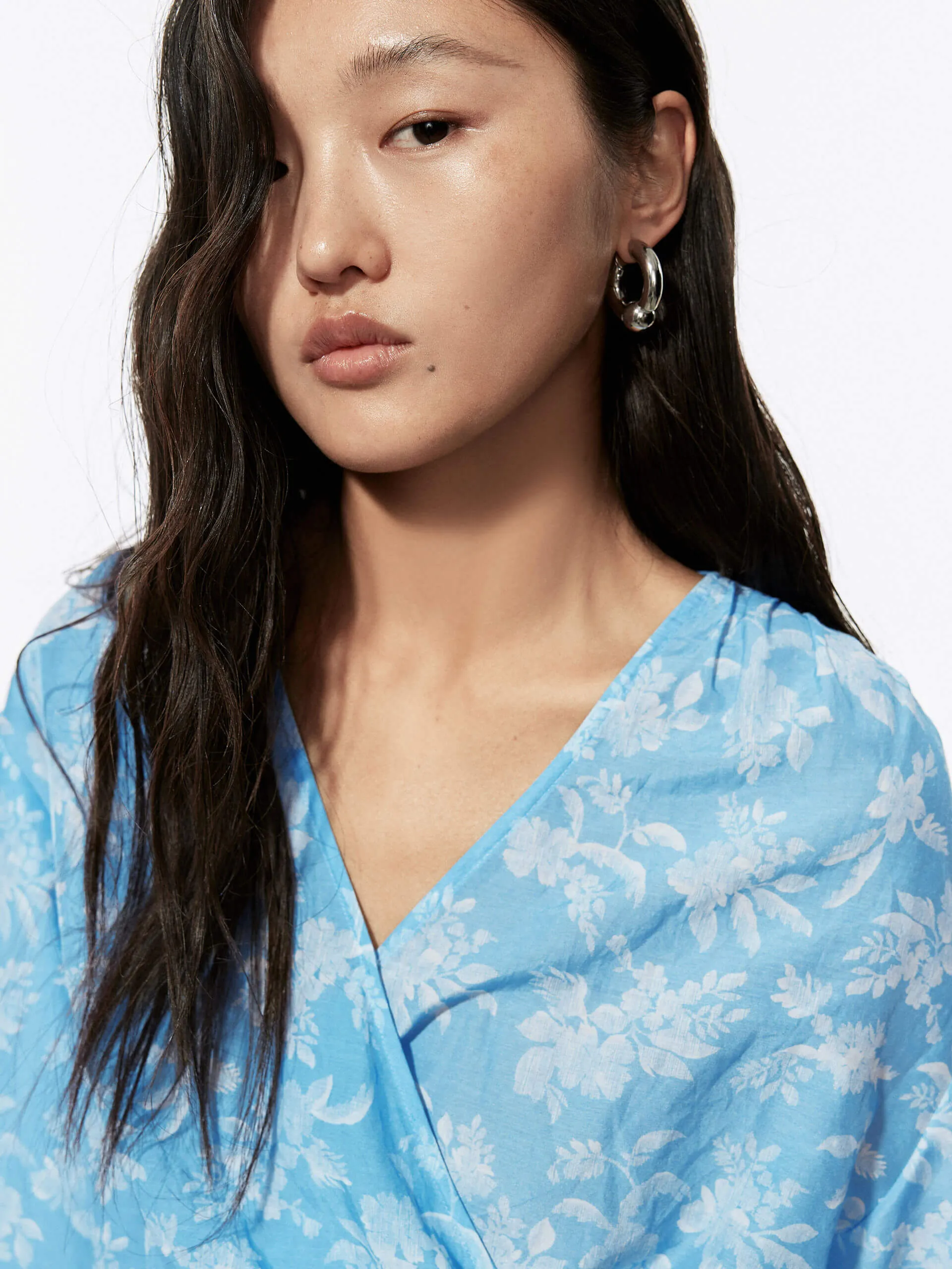 Wrap Cotton Silk Blouse