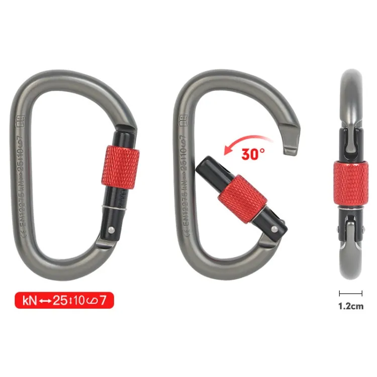 Xinda 25kN Climbing Carabiner Aluminum Alloy D-Shape Screw Gates Lock(Black)