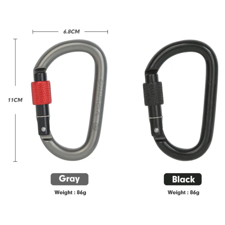 Xinda 25kN Climbing Carabiner Aluminum Alloy D-Shape Screw Gates Lock(Black)