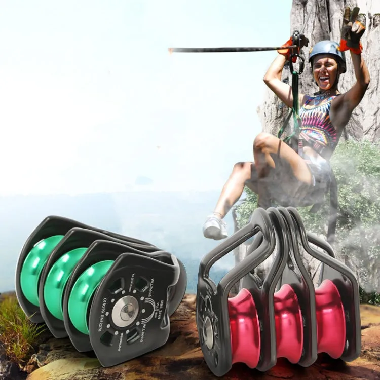 XINDA  Outdoor Three Pulley Cableway Crosses Rock Climbing Hoisting Ball Bearing(Green Gray)
