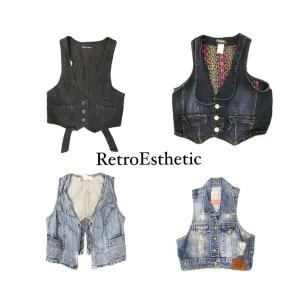 Y2K 2024 vintage Denim Waistcoat (DR-054)
