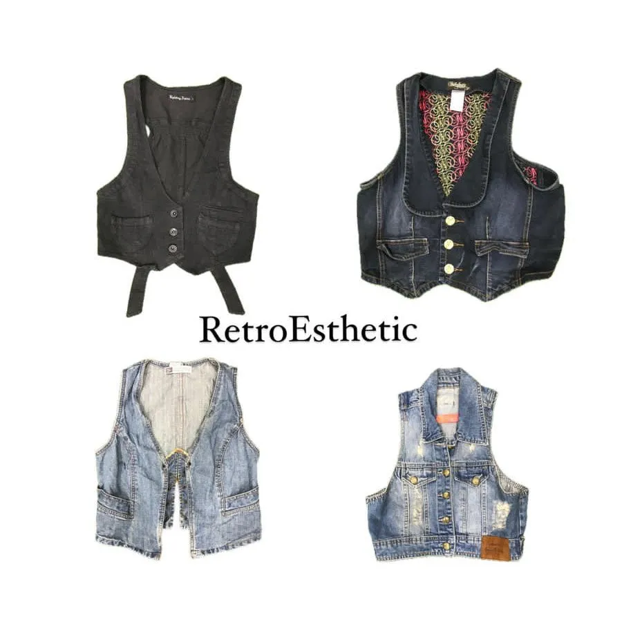 Y2K 2024 vintage Denim Waistcoat (DR-054)
