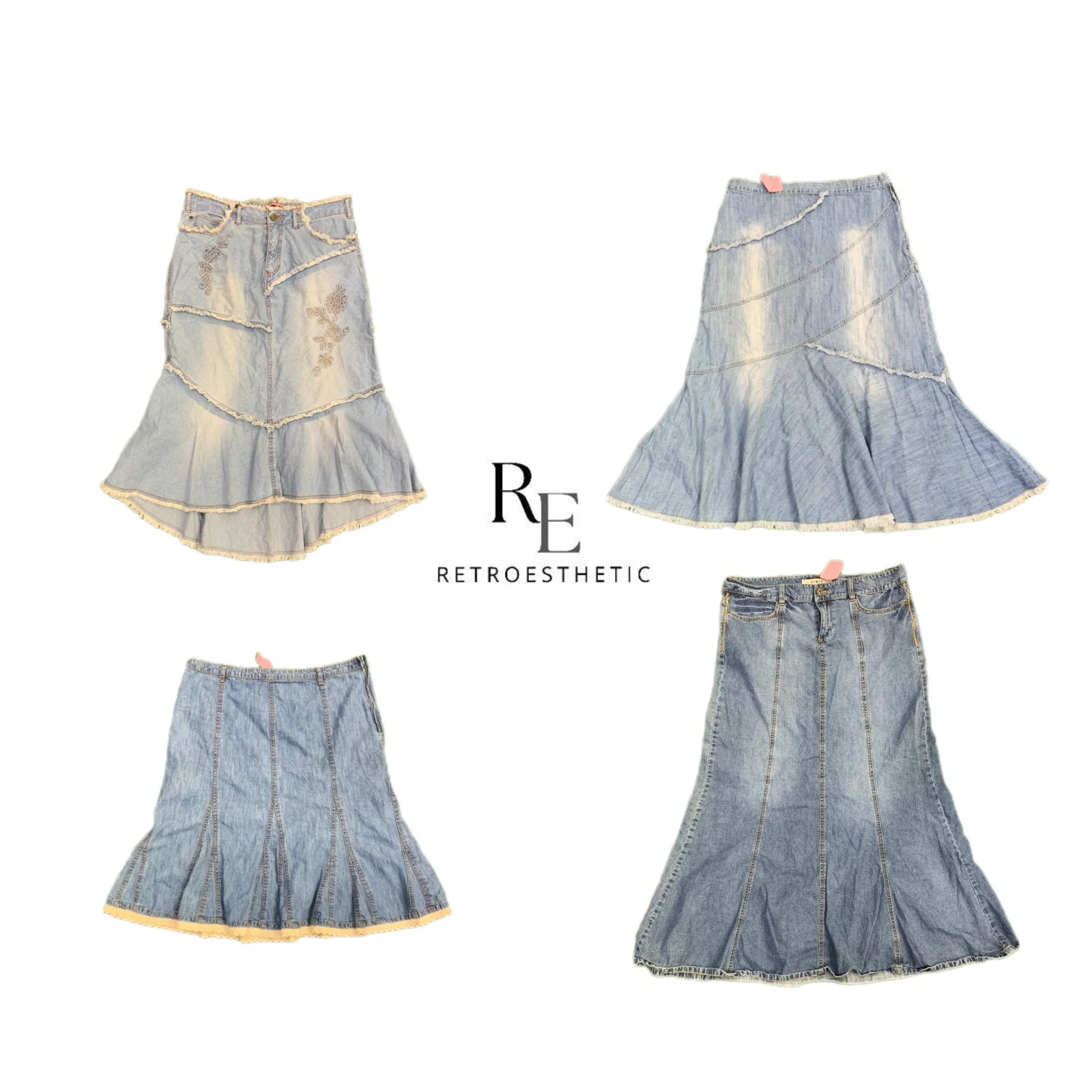 Y2k Denim Maxi Skirts (SR-095)