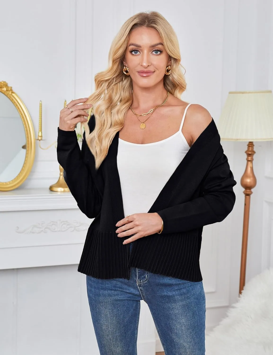 Yekaty Lightweight Cardigans for Women Summer Cropped Open Front Spring Cardigans Long Sleeve Jackets, S-2XL